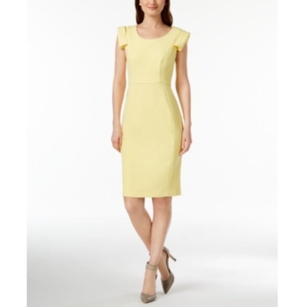 Calvin Klein Scuba Crepe Cap-Sleeve Sheath Dress